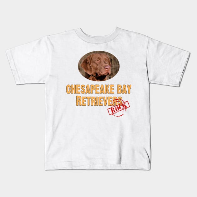 Chesapeake Bay Retrievers Rock! Kids T-Shirt by Naves